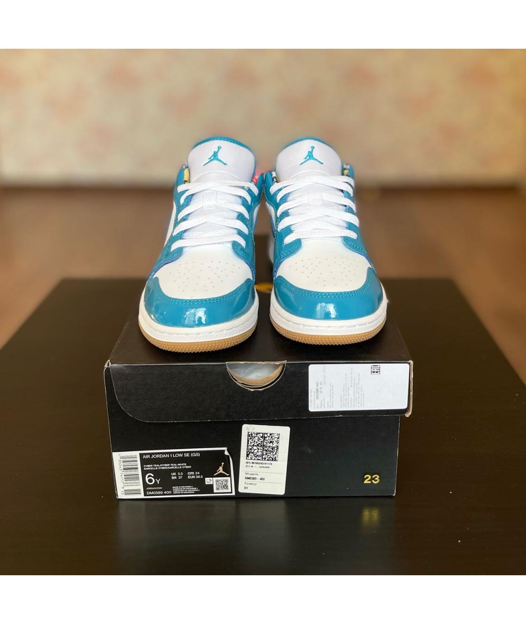 JORDAN Голубые кроссовки из лакированной кожи, фото 2