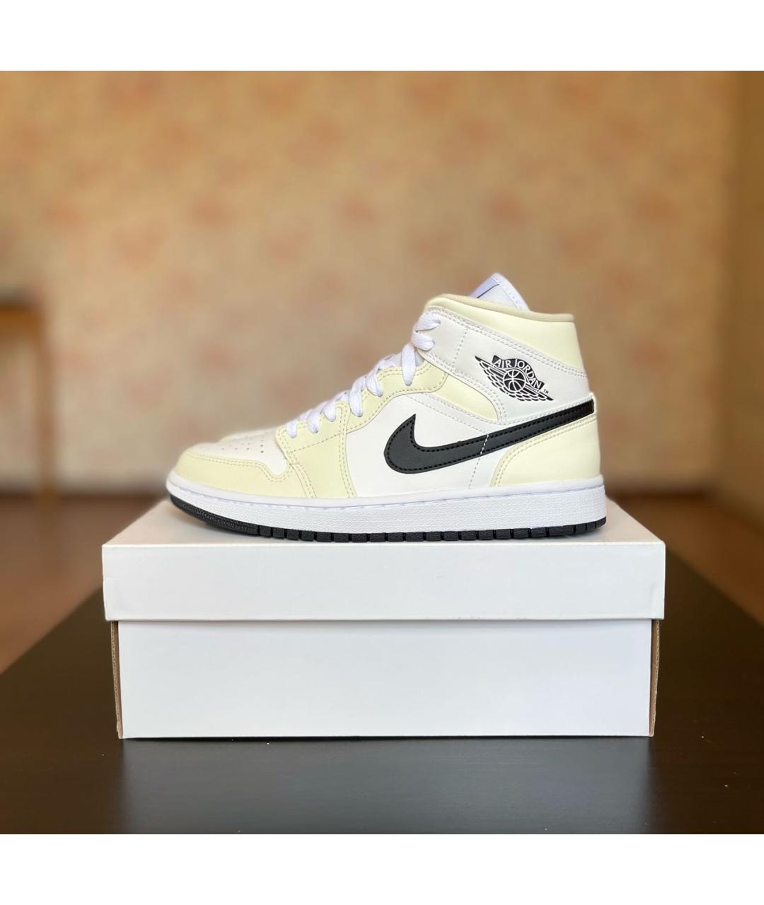 JORDAN Бежевые кожаные кроссовки, фото 5