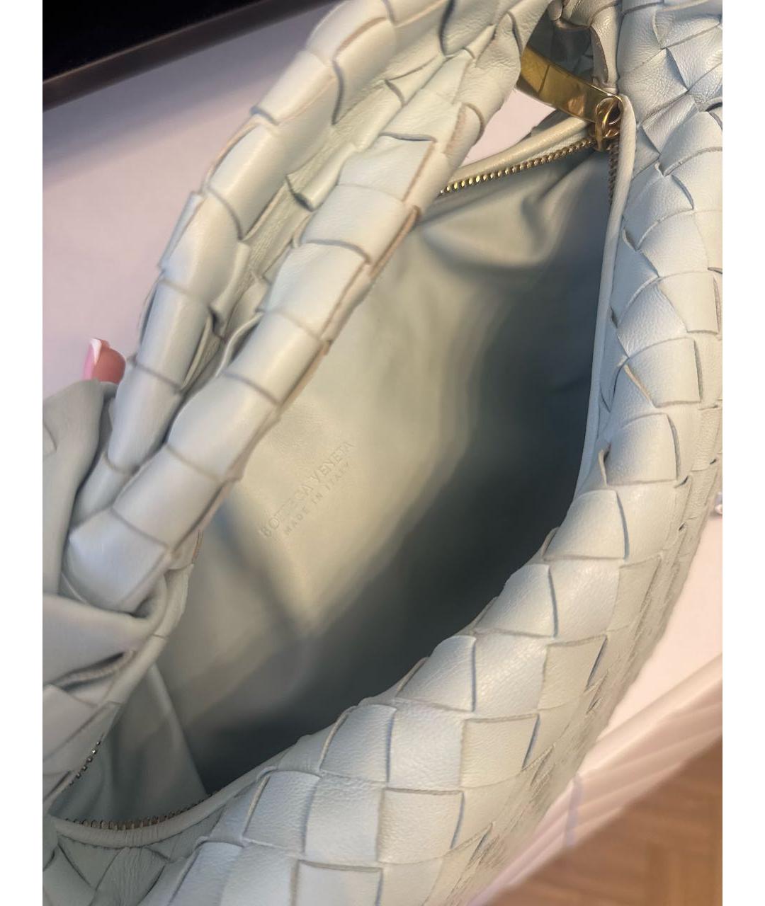 BOTTEGA VENETA Голубая кожаная сумка с короткими ручками, фото 4