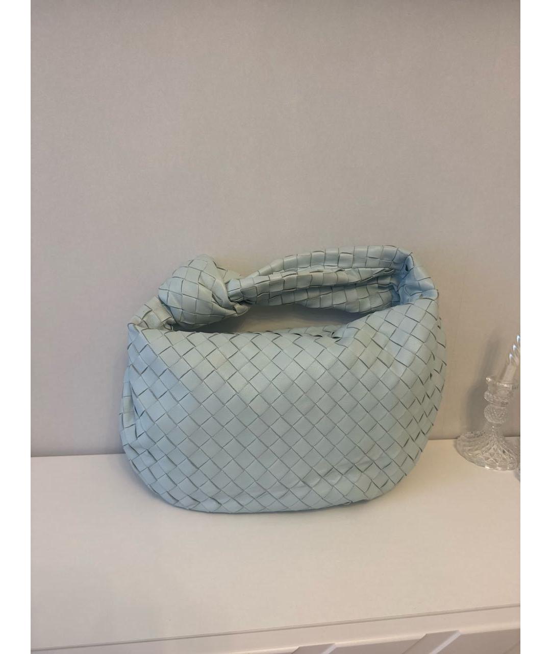 BOTTEGA VENETA Голубая кожаная сумка с короткими ручками, фото 5