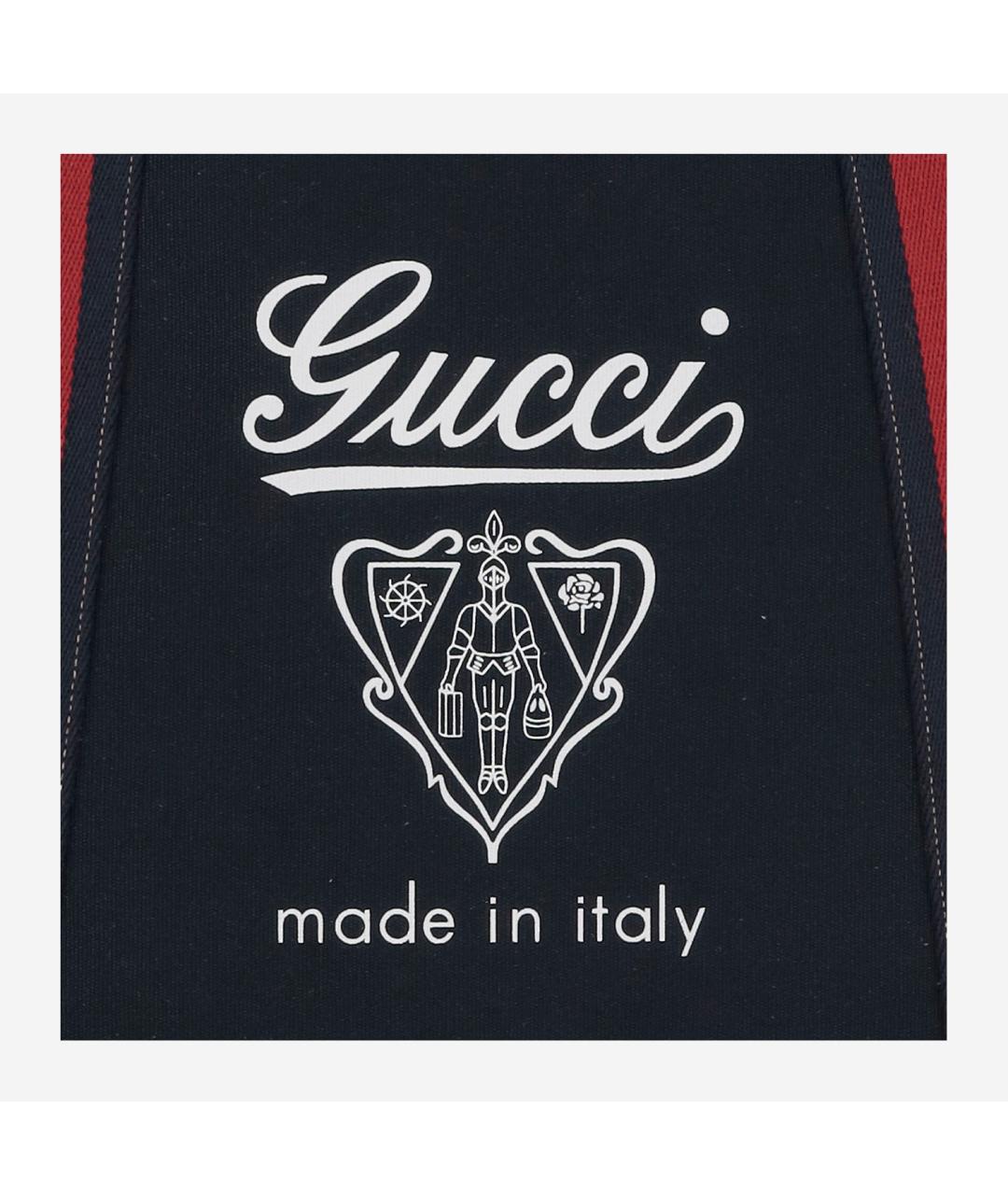 GUCCI Темно-синяя хлопковая сумка тоут, фото 4