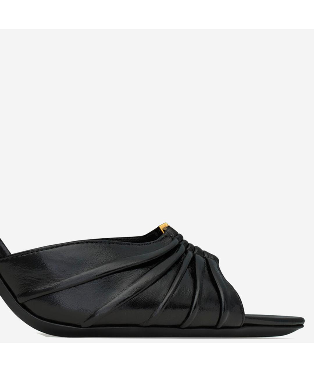 SAINT LAURENT Черные кожаные мюли, фото 4