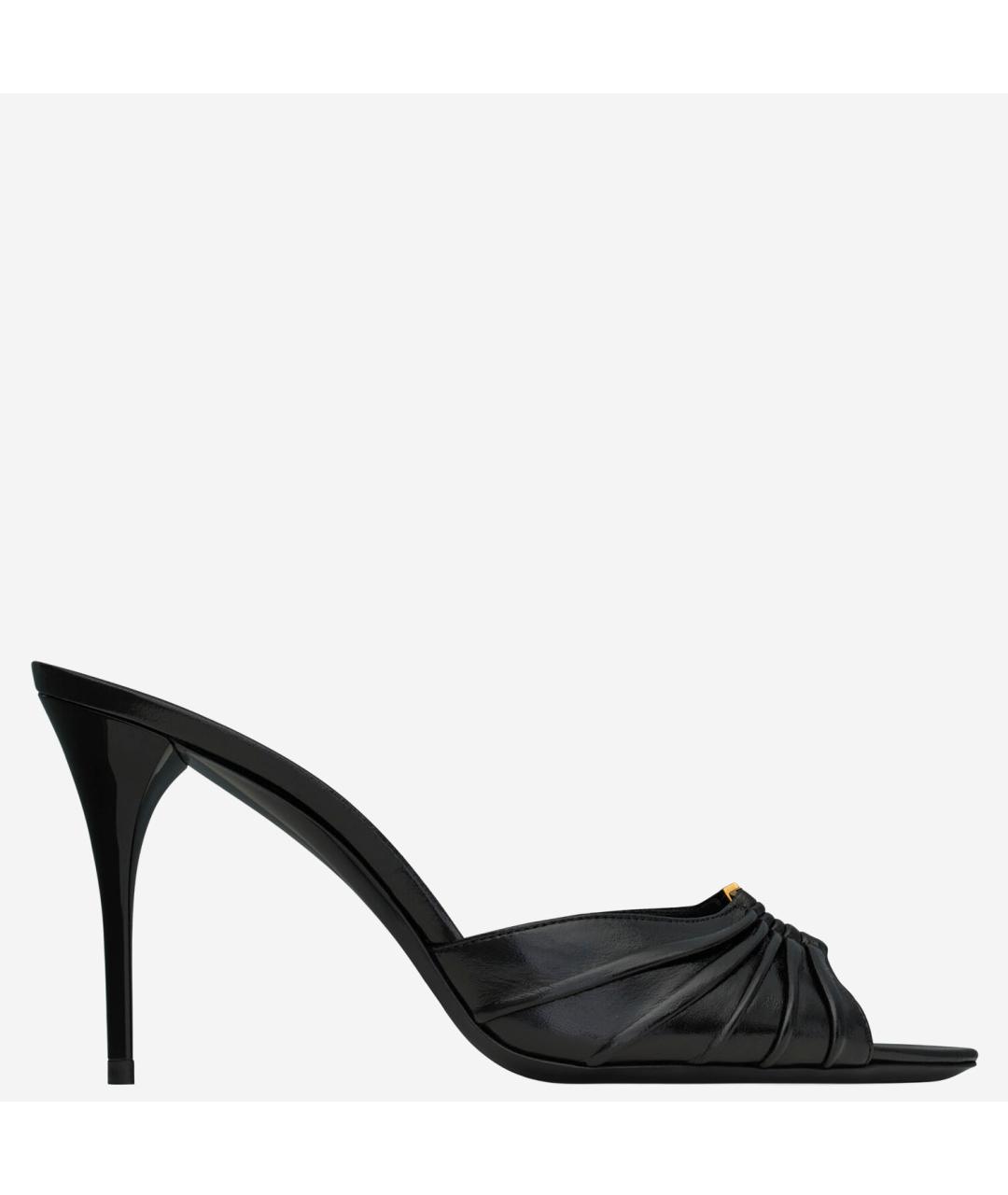 SAINT LAURENT Черные кожаные мюли, фото 5