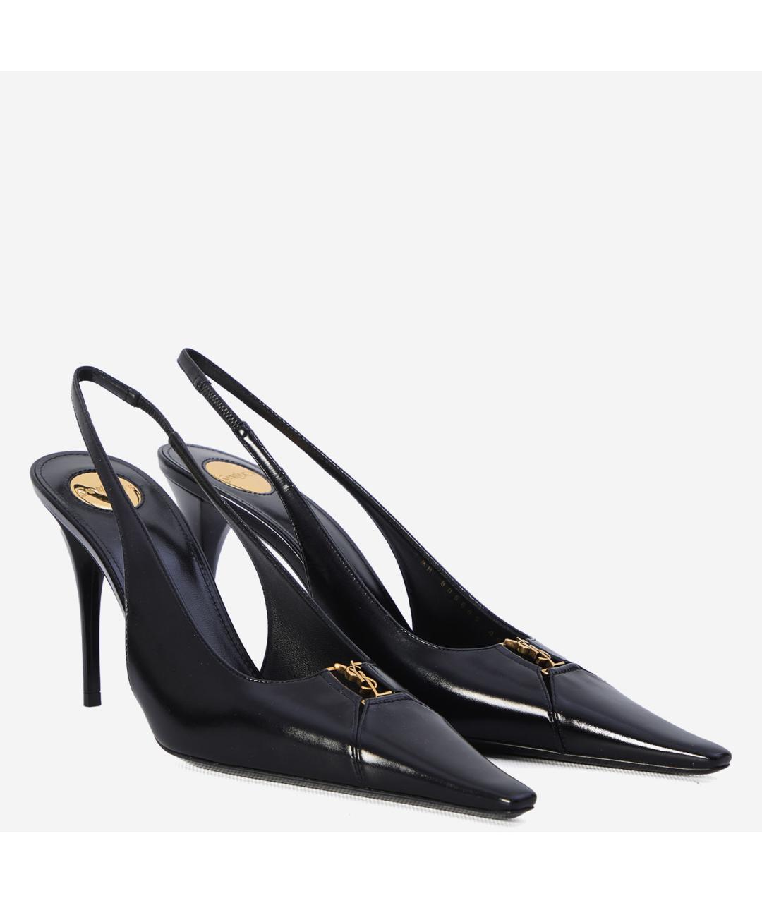 SAINT LAURENT Черные кожаные туфли, фото 2