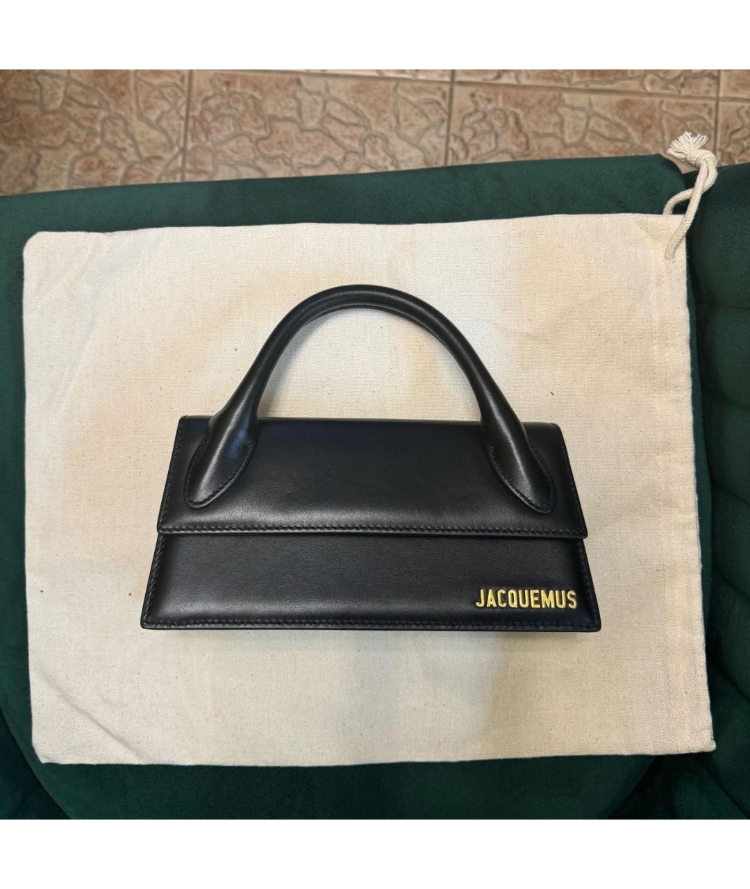 JACQUEMUS Черная кожаная сумка с короткими ручками, фото 9