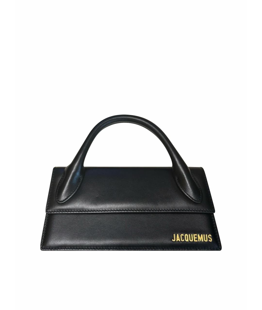 JACQUEMUS Черная кожаная сумка с короткими ручками, фото 1
