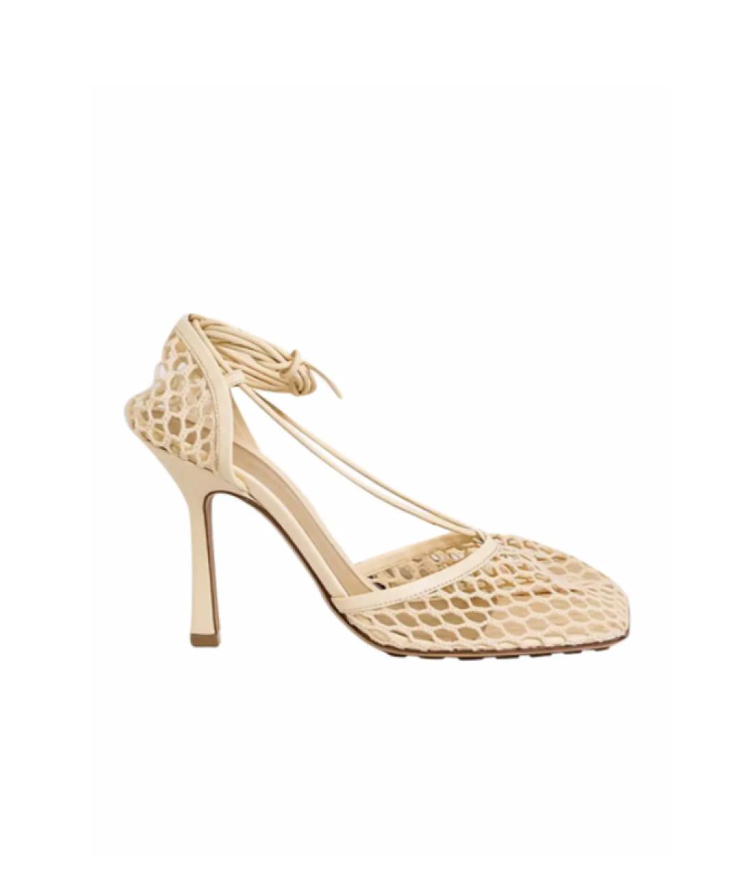 BOTTEGA VENETA Бежевые текстильные босоножки, фото 1