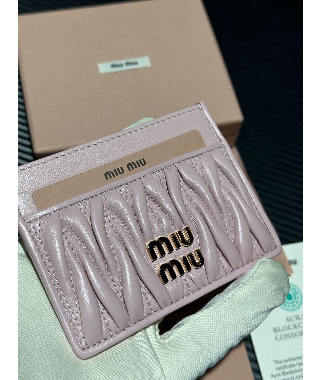 MIU MIU Розовый кожаный кардхолдер, фото 6