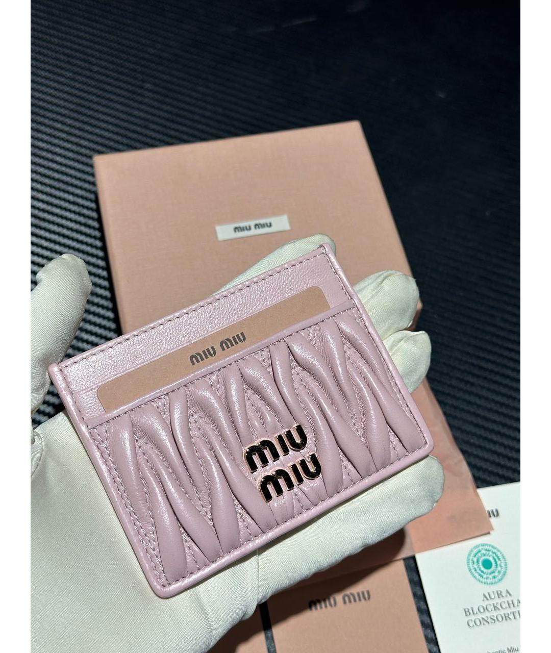 MIU MIU Розовый кожаный кардхолдер, фото 4