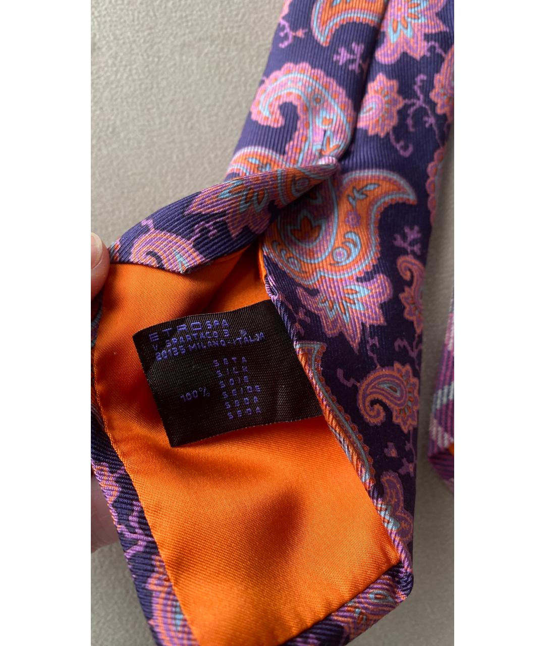 ETRO Фиолетовый шелковый галстук, фото 5