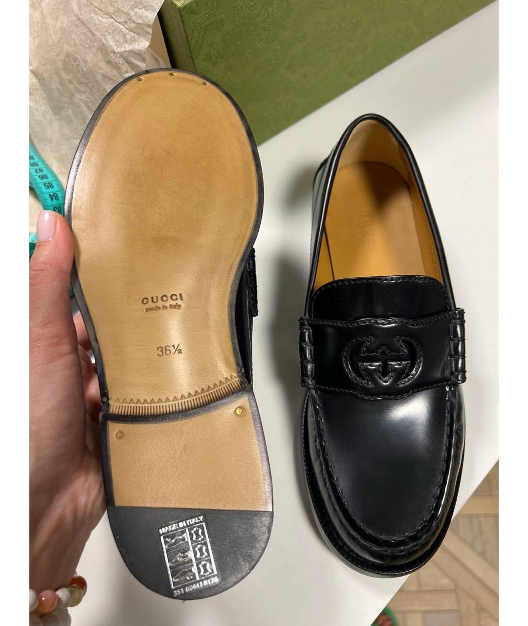 GUCCI Черные кожаные лоферы, фото 5