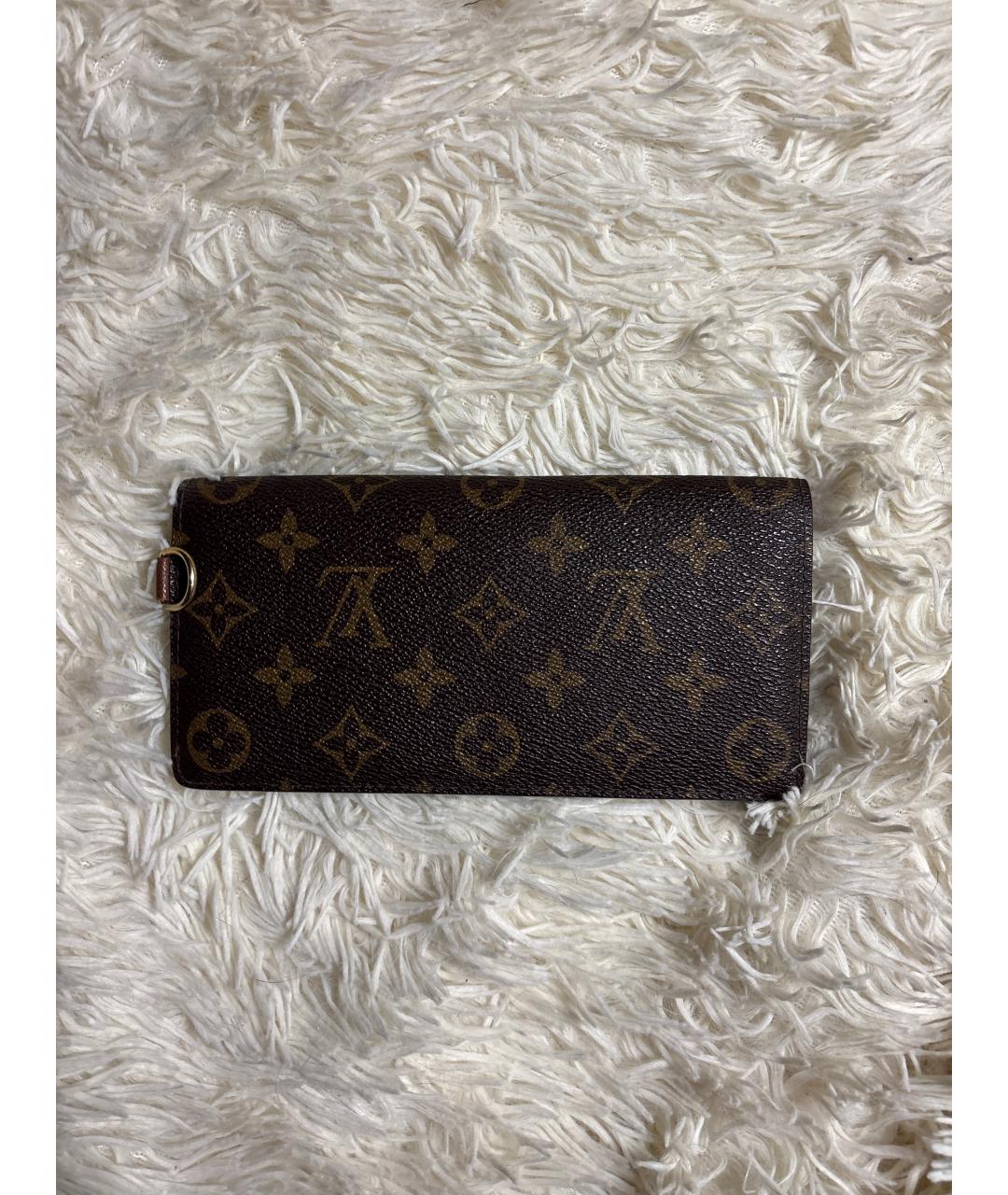LOUIS VUITTON Коричневый кожаный кошелек, фото 2