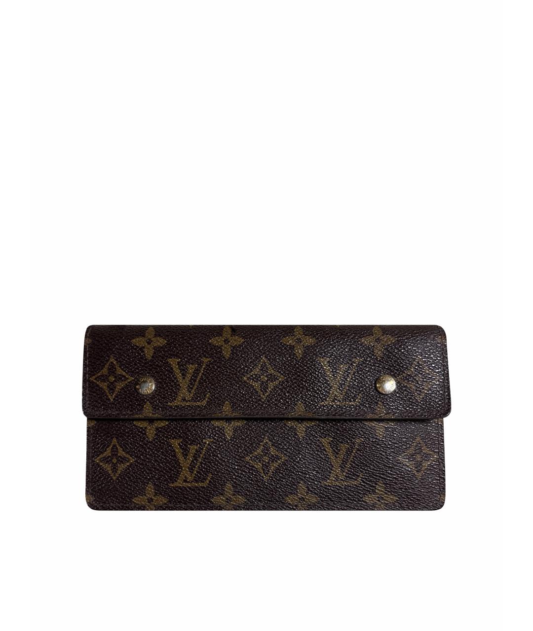 LOUIS VUITTON Коричневый кожаный кошелек, фото 1