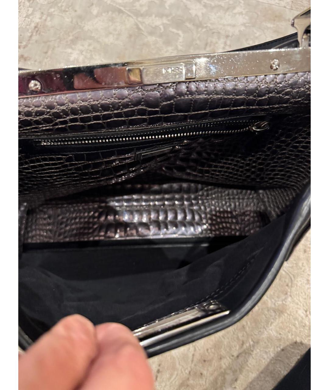 FENDI Черная кожаная сумка с короткими ручками, фото 8