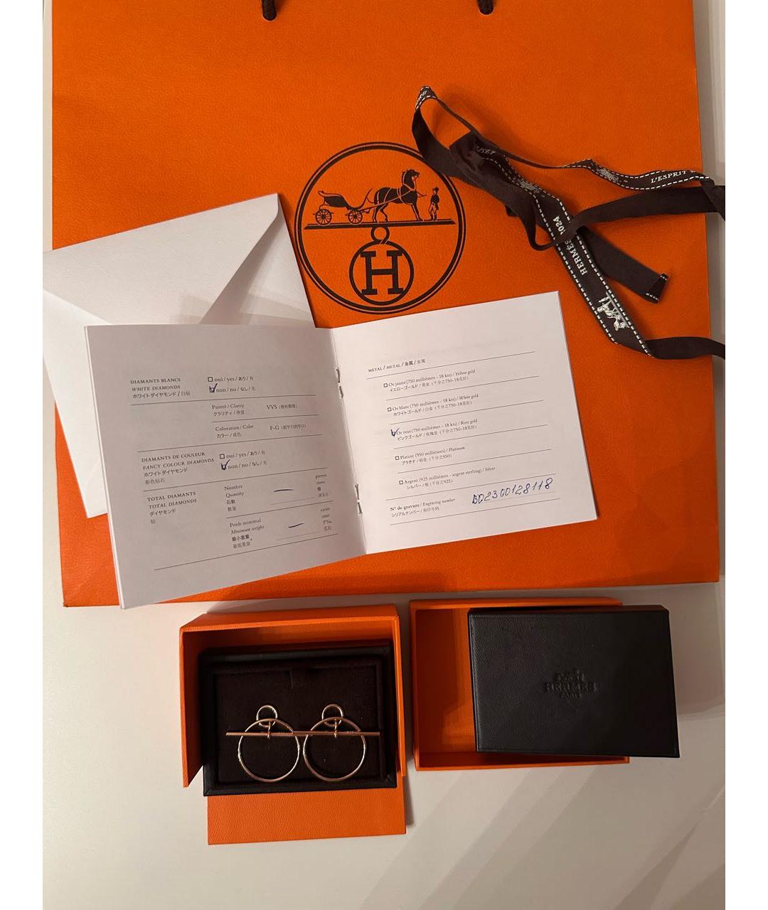 HERMES Золотые серьги из розового золота, фото 6