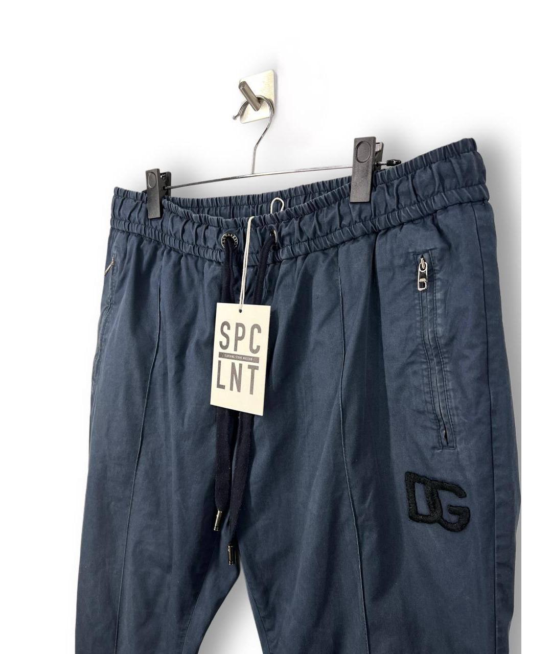 DOLCE&GABBANA Синие хлопковые повседневные брюки, фото 2