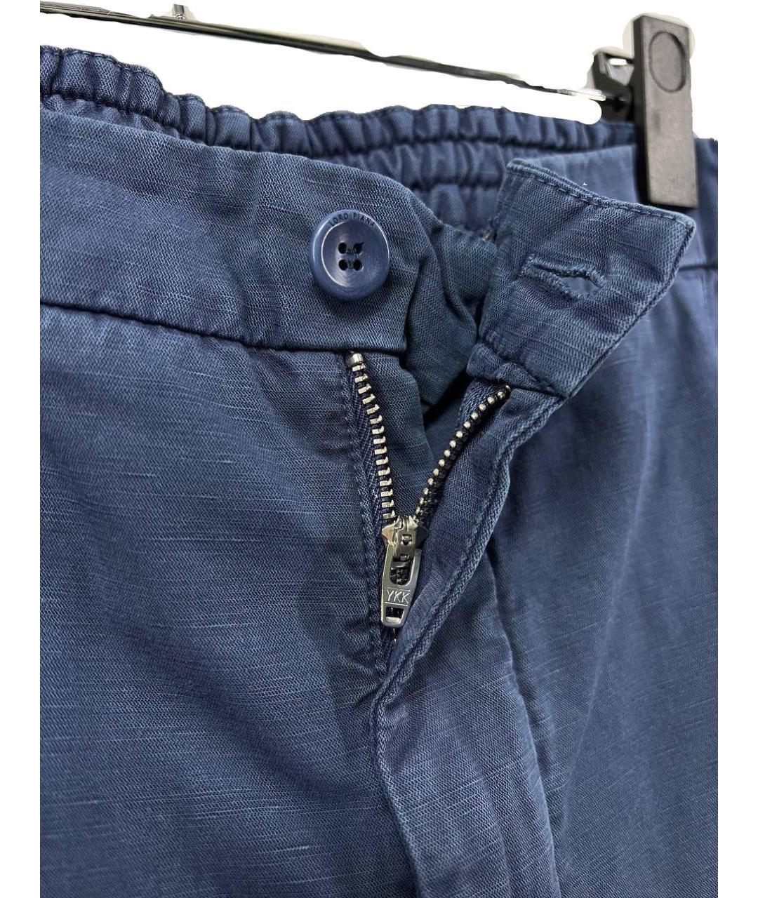 LORO PIANA Синие хлопковые повседневные брюки, фото 4