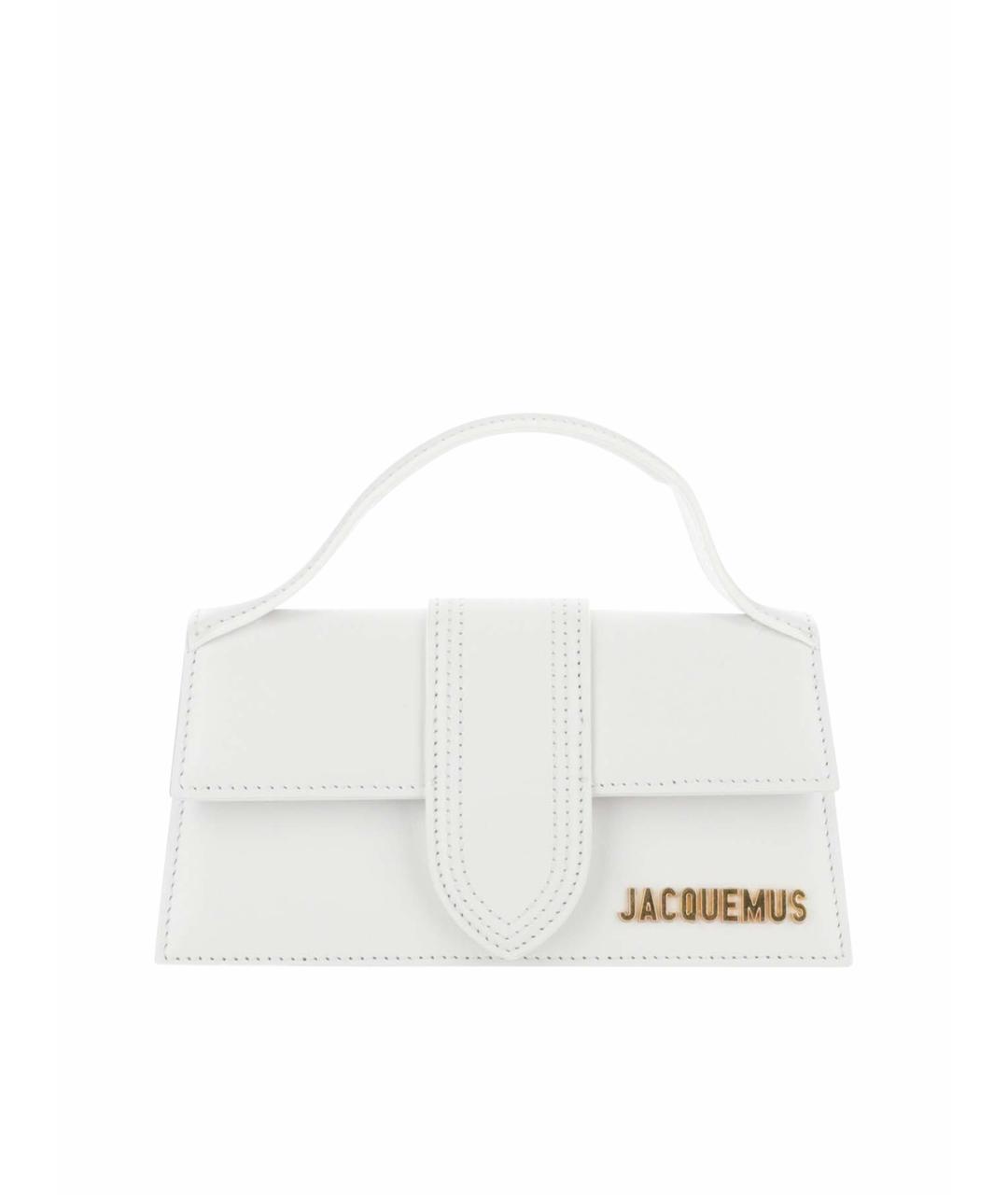 JACQUEMUS Белая кожаная сумка с короткими ручками, фото 1