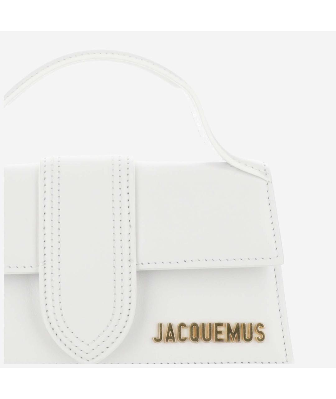 JACQUEMUS Белая кожаная сумка с короткими ручками, фото 5