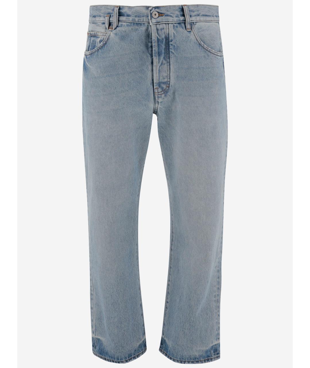 JACQUEMUS Голубые хлопковые прямые джинсы, фото 4