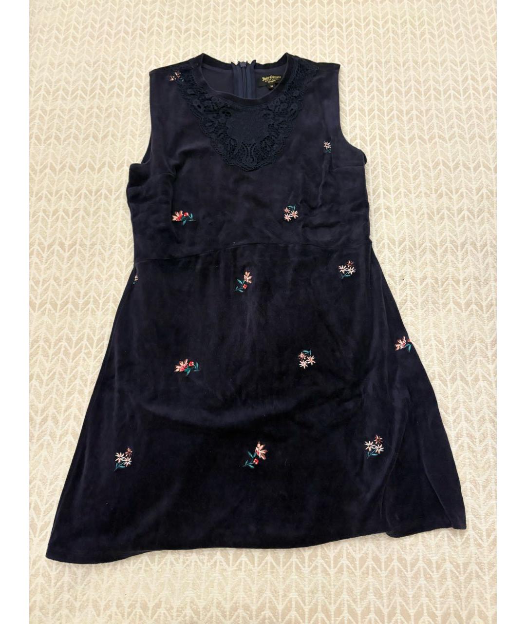 JUICY COUTURE Темно-синее велюровое повседневное платье, фото 4