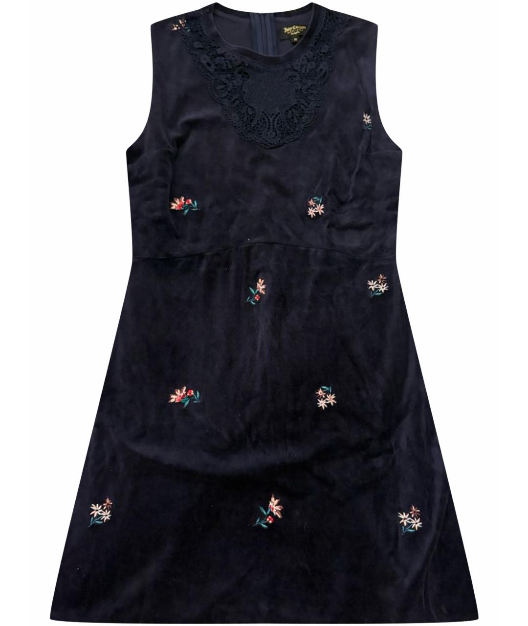 JUICY COUTURE Темно-синее велюровое повседневное платье, фото 1