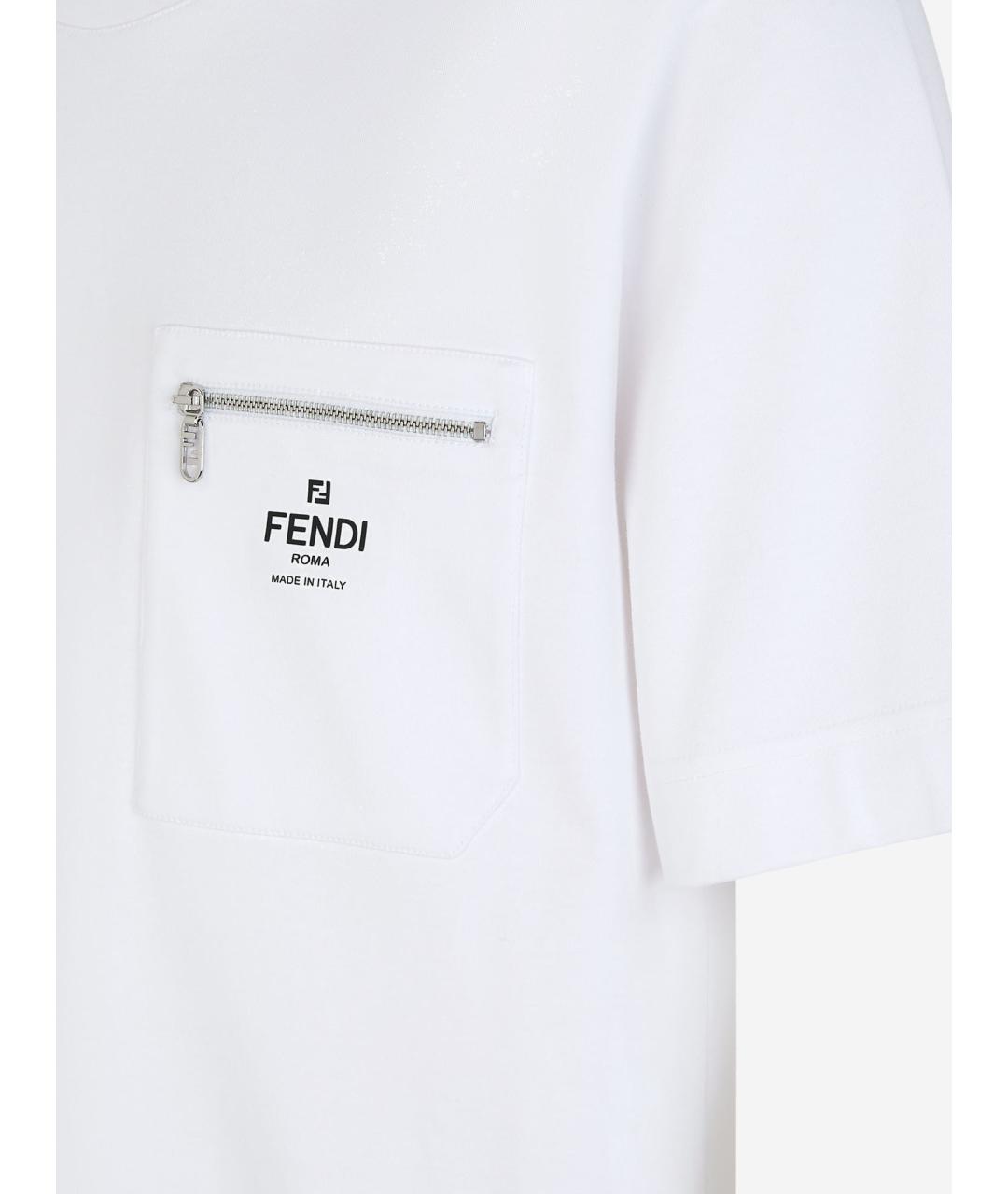 FENDI Белая хлопковая футболка, фото 3