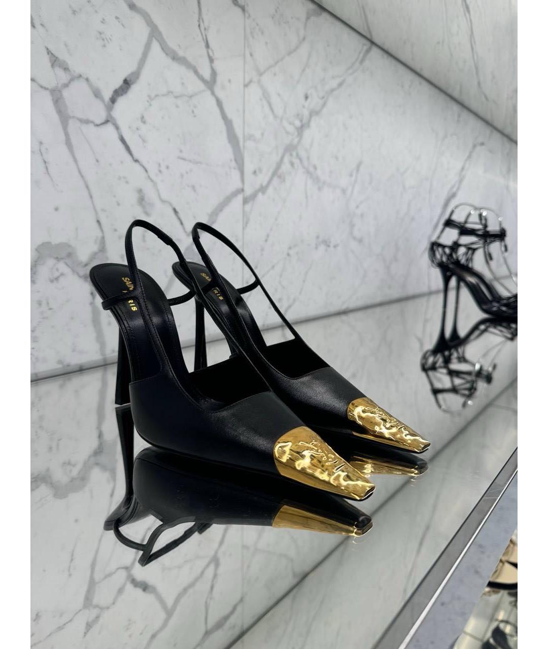 SAINT LAURENT Черные кожаные туфли, фото 3