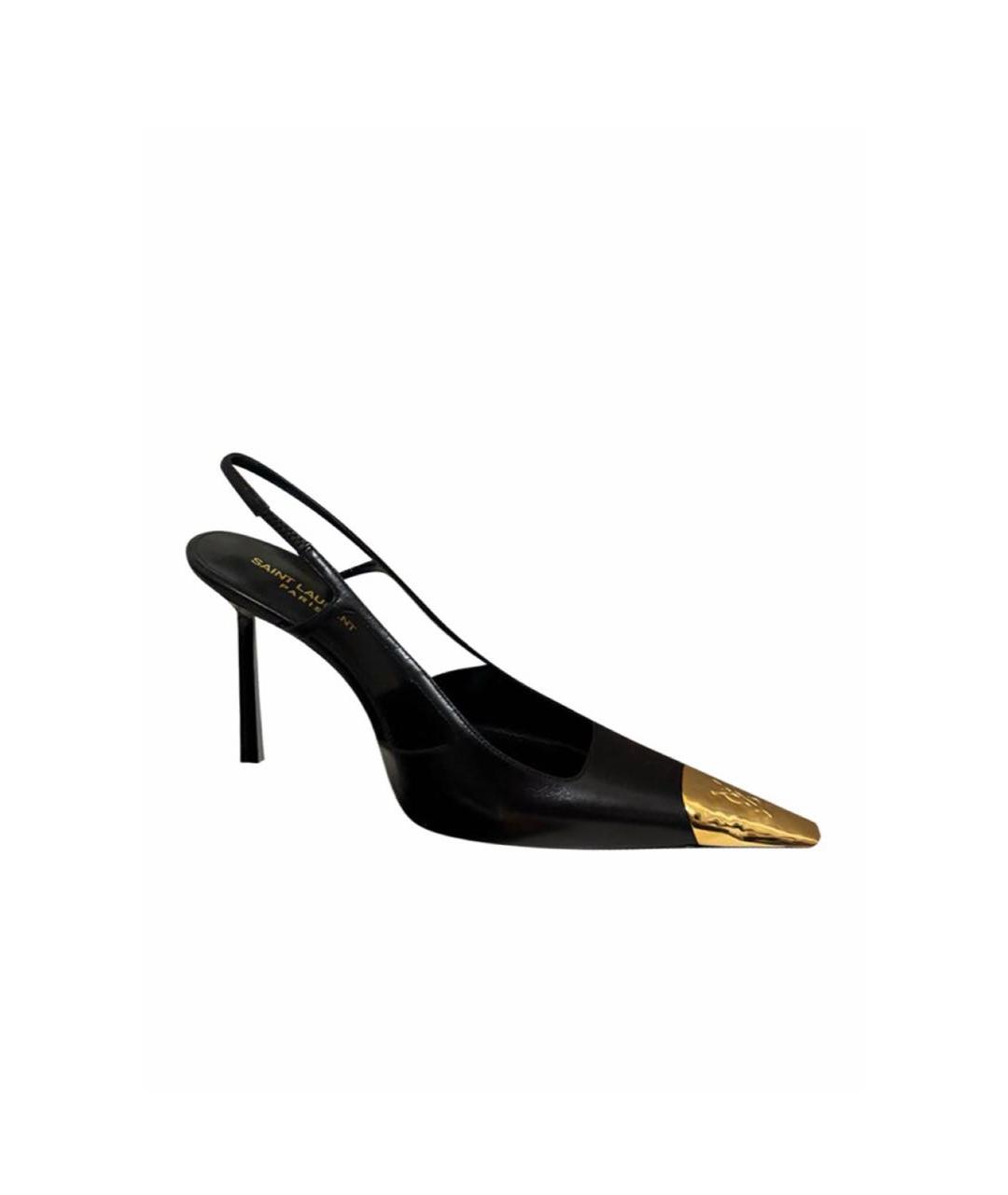 SAINT LAURENT Черные кожаные туфли, фото 1
