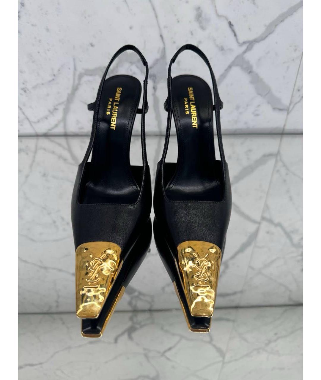 SAINT LAURENT Черные кожаные туфли, фото 2