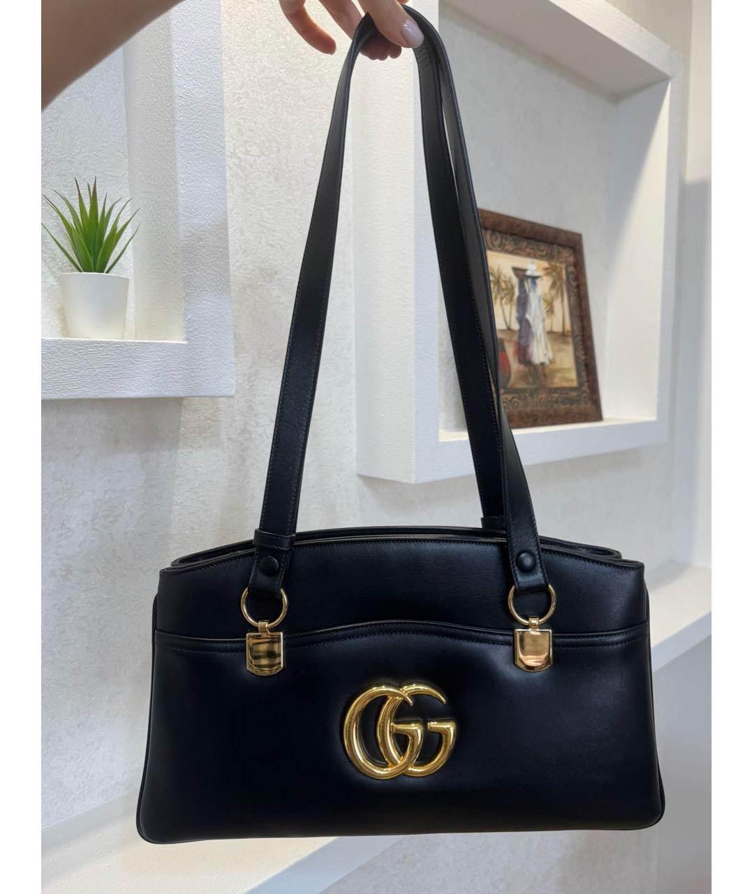 GUCCI Черная кожаная сумка через плечо, фото 7