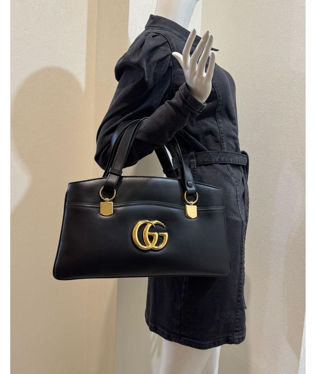 GUCCI Черная кожаная сумка через плечо, фото 5