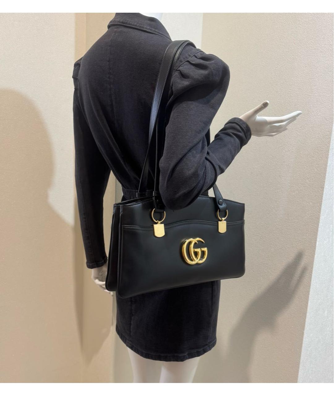 GUCCI Черная кожаная сумка через плечо, фото 4