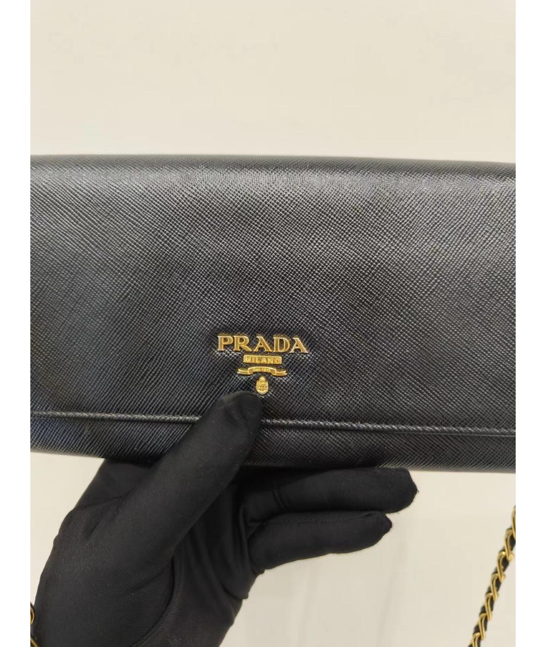 PRADA Черная кожаная сумка через плечо, фото 6