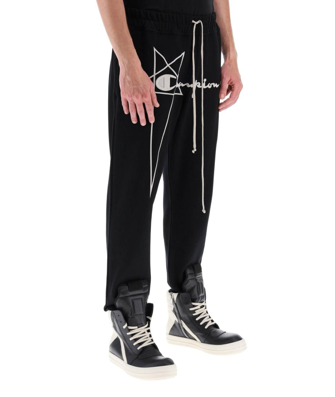 RICK OWENS Черные хлопковые повседневные брюки, фото 2