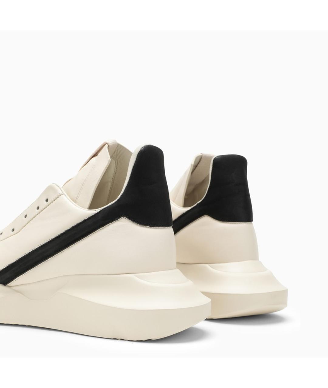 RICK OWENS Бежевые кожаные высокие кроссовки / кеды, фото 5