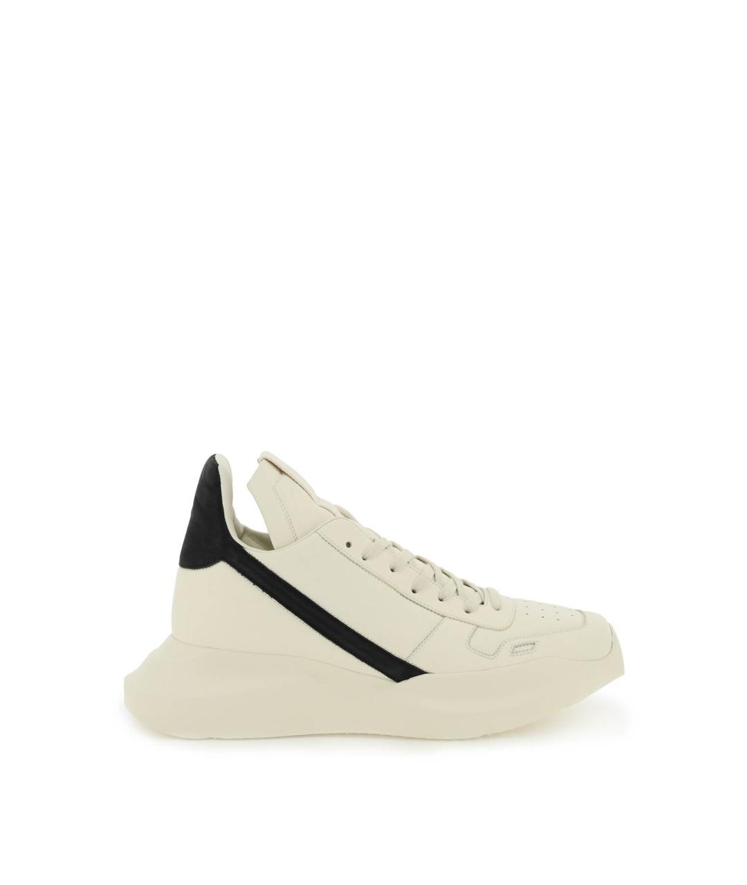 RICK OWENS Бежевые кожаные высокие кроссовки / кеды, фото 2