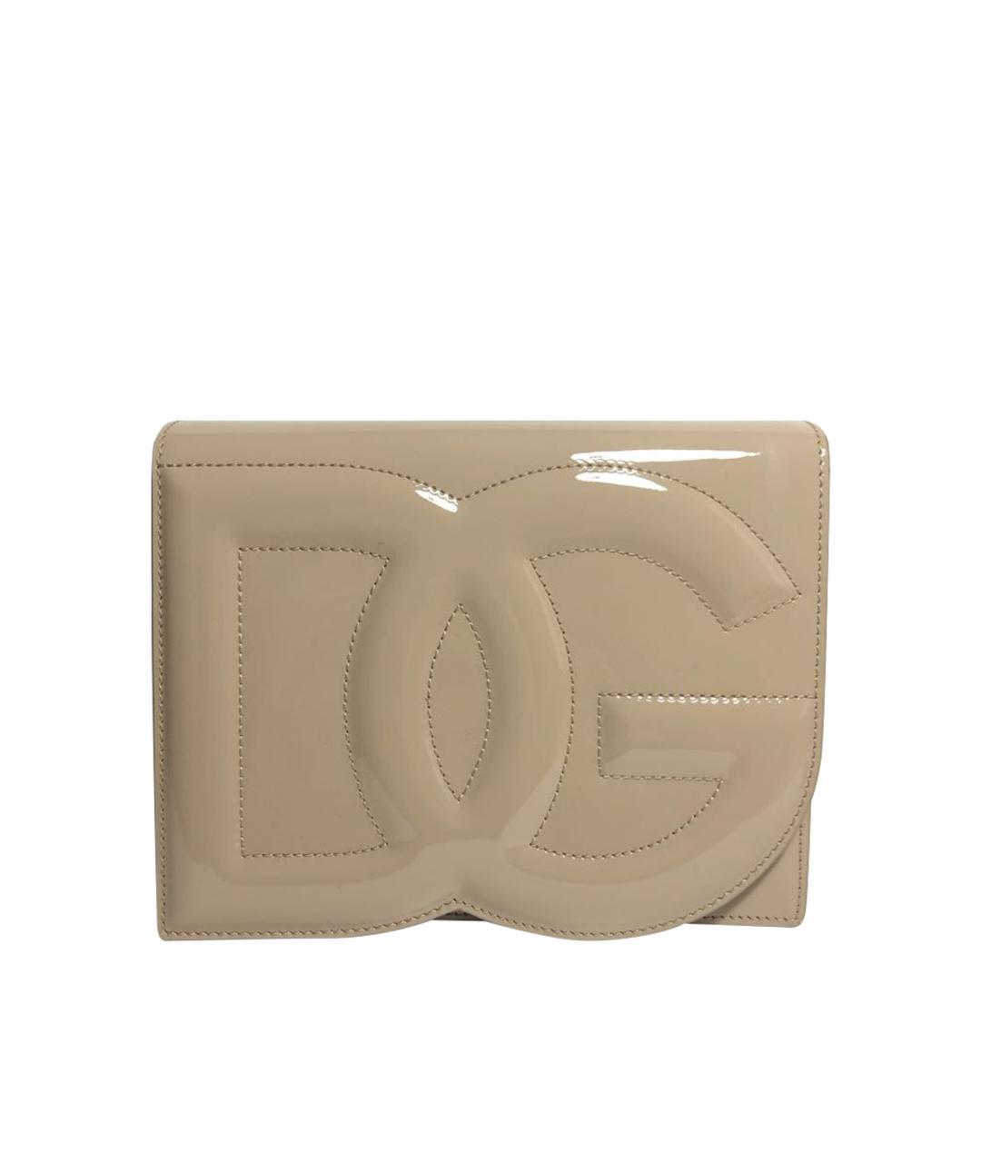 DOLCE&GABBANA Бежевая сумка через плечо из лакированной кожи, фото 1