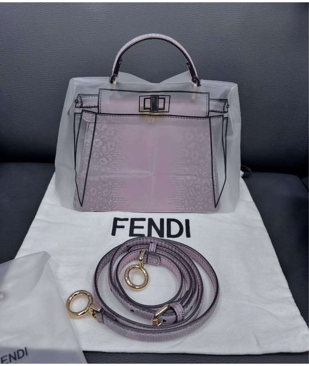 FENDI Розовая сумка через плечо из экзотической кожи, фото 2