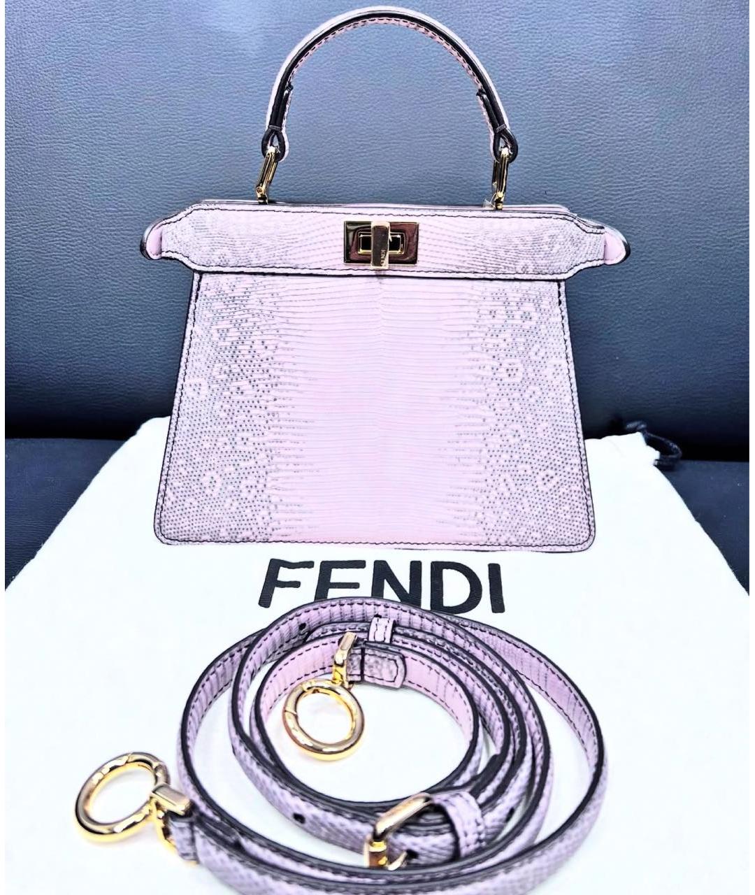 FENDI Розовая сумка через плечо из экзотической кожи, фото 5