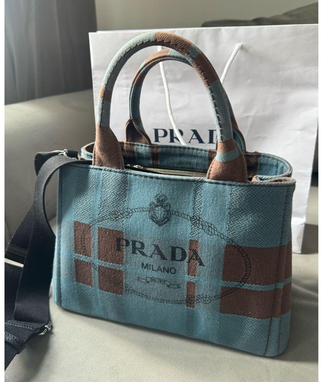 PRADA Синяя жаккардовая сумка через плечо, фото 3