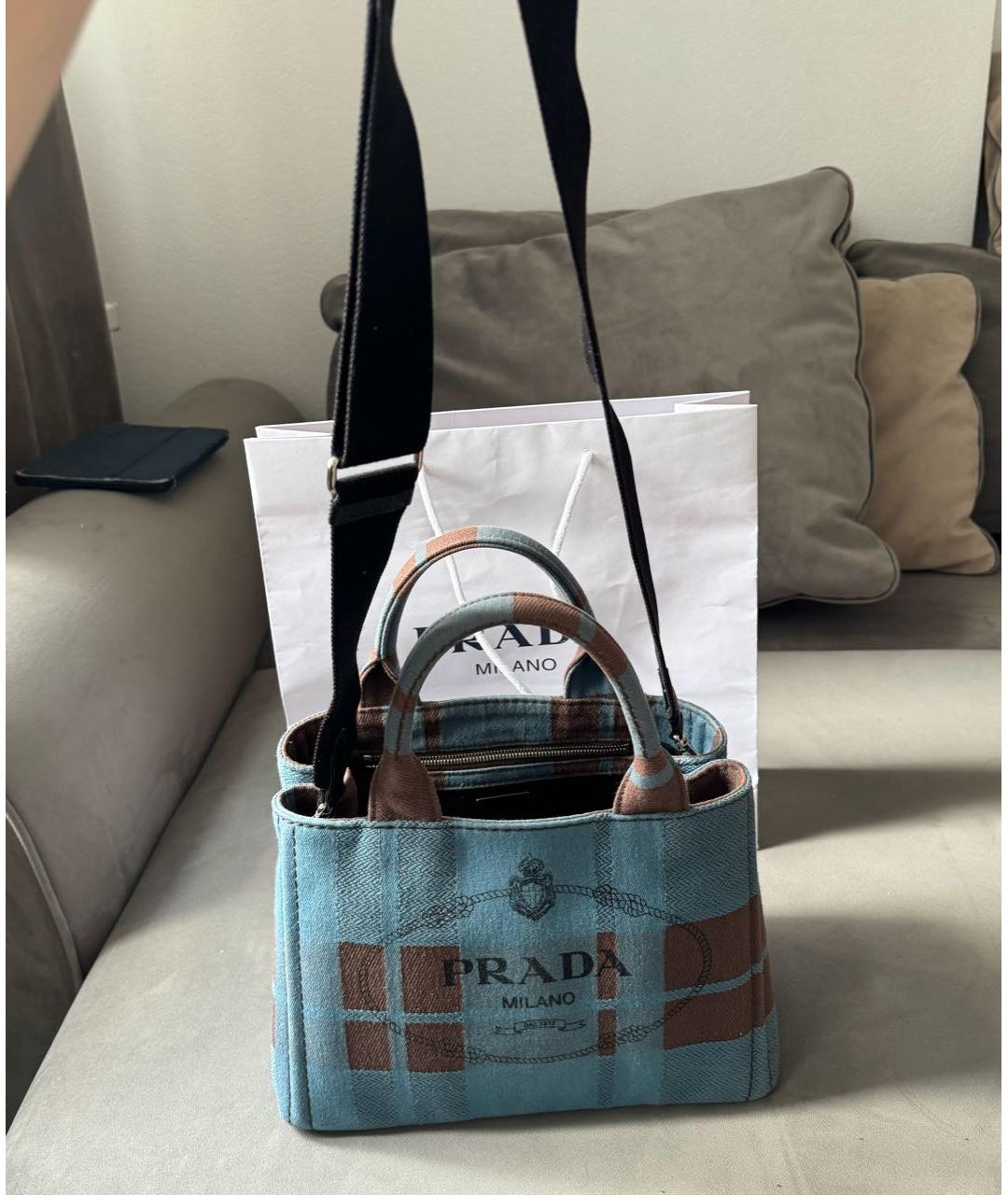 PRADA Синяя жаккардовая сумка через плечо, фото 5