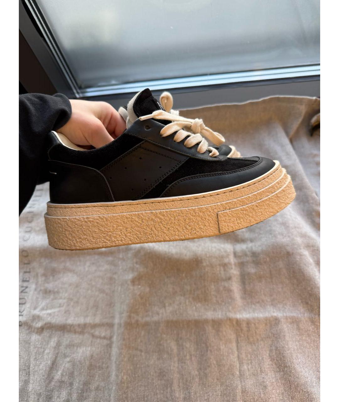 MM6 MAISON MARGIELA Черные кожаные кроссовки, фото 6
