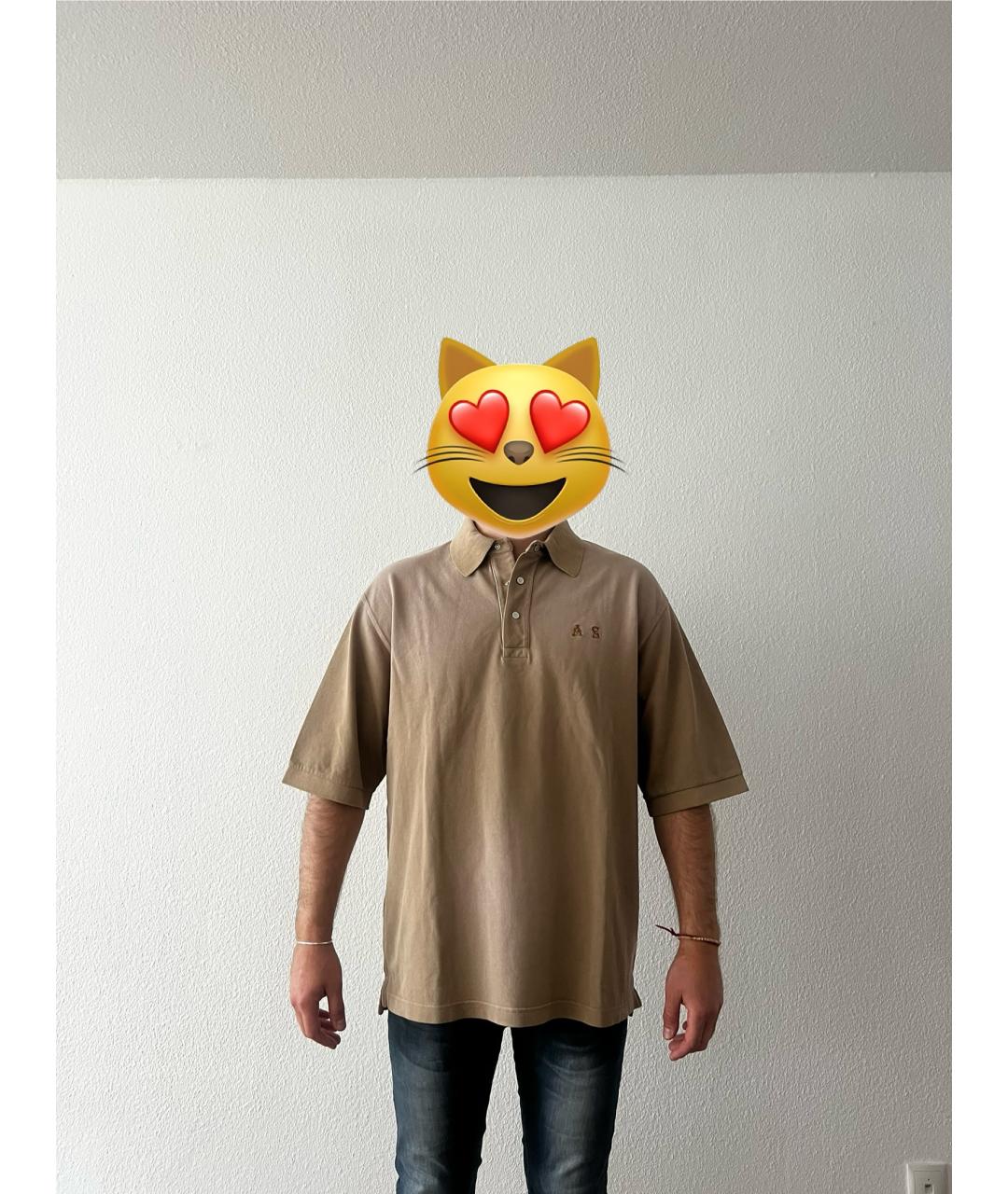 ACNE STUDIOS Бежевое хлопковое поло с коротким рукавом, фото 3