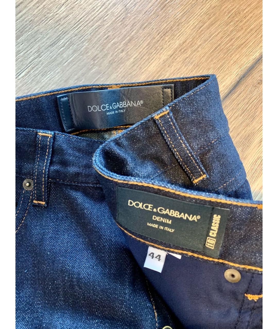 DOLCE&GABBANA Темно-синие хлопковые прямые джинсы, фото 3