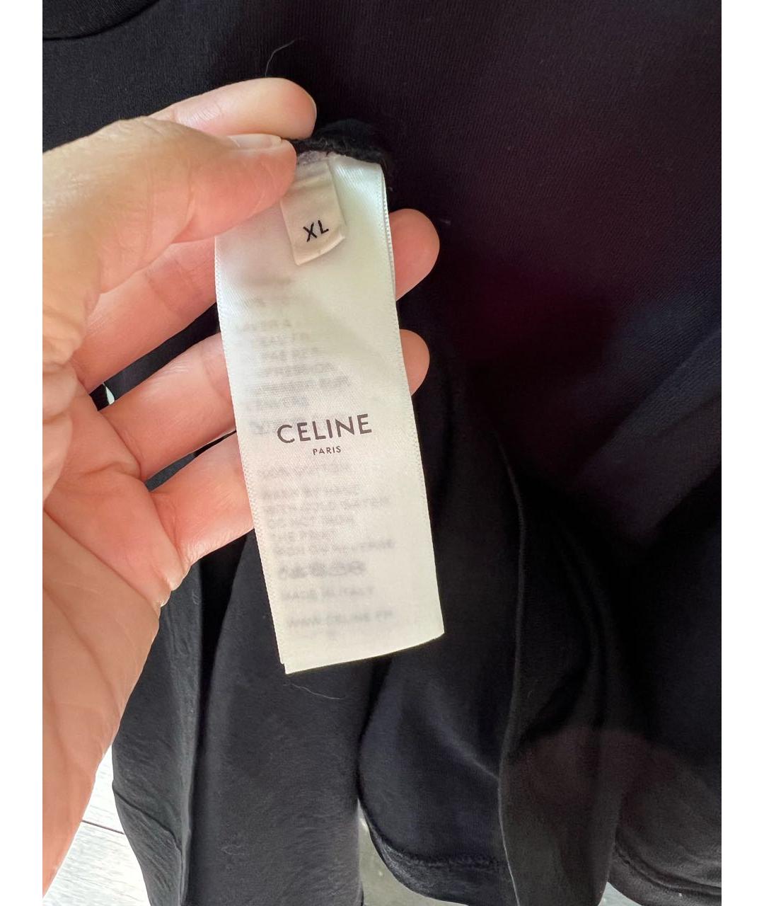 CELINE Черная хлопковая футболка, фото 4