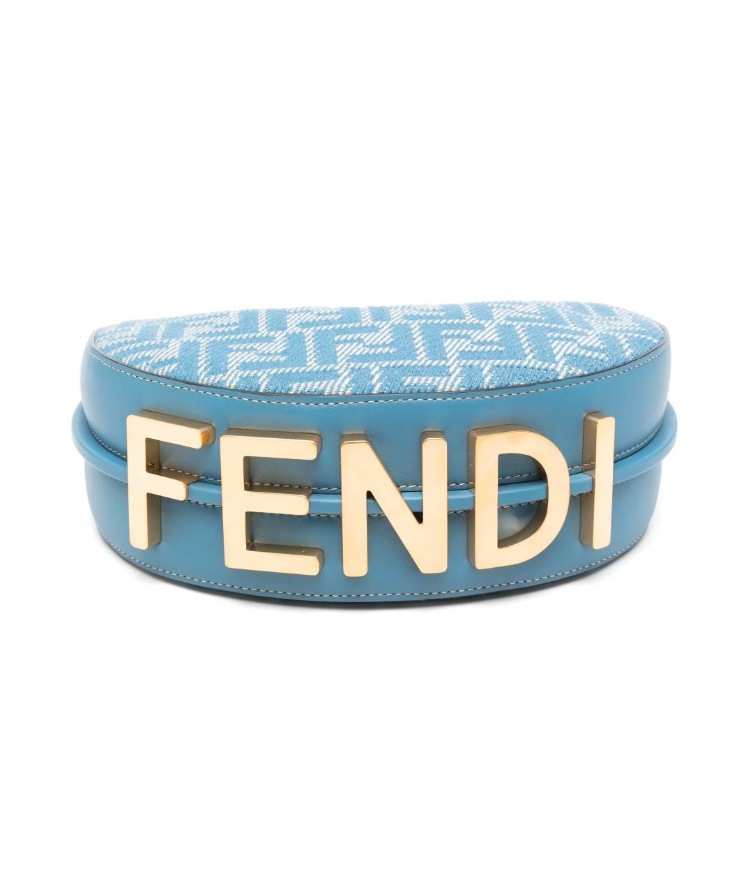 FENDI Голубая сумка с короткими ручками, фото 4