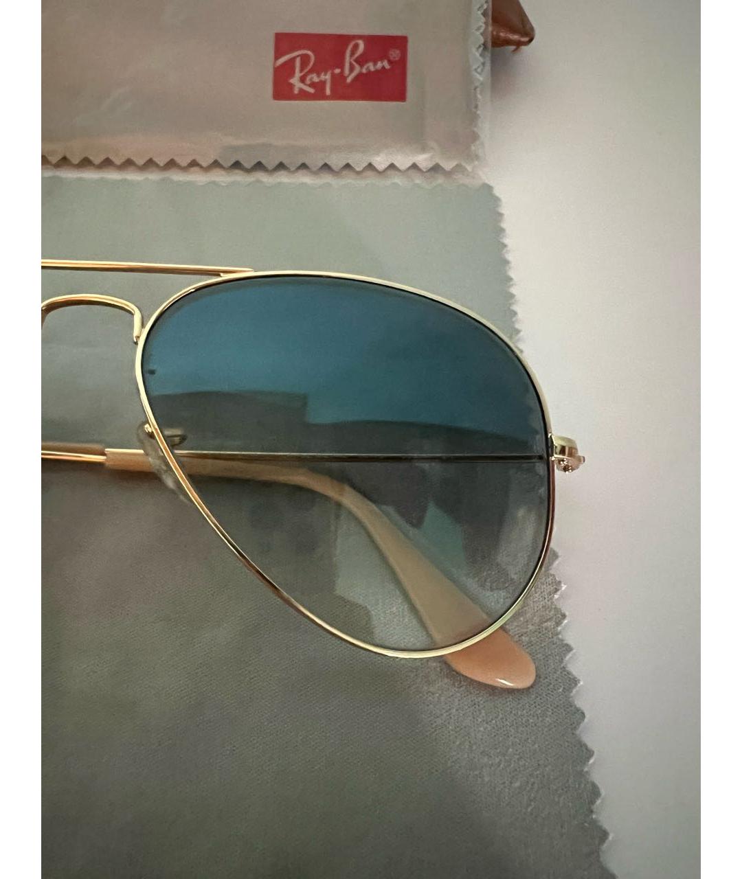 RAY BAN Голубые металлические солнцезащитные очки, фото 6