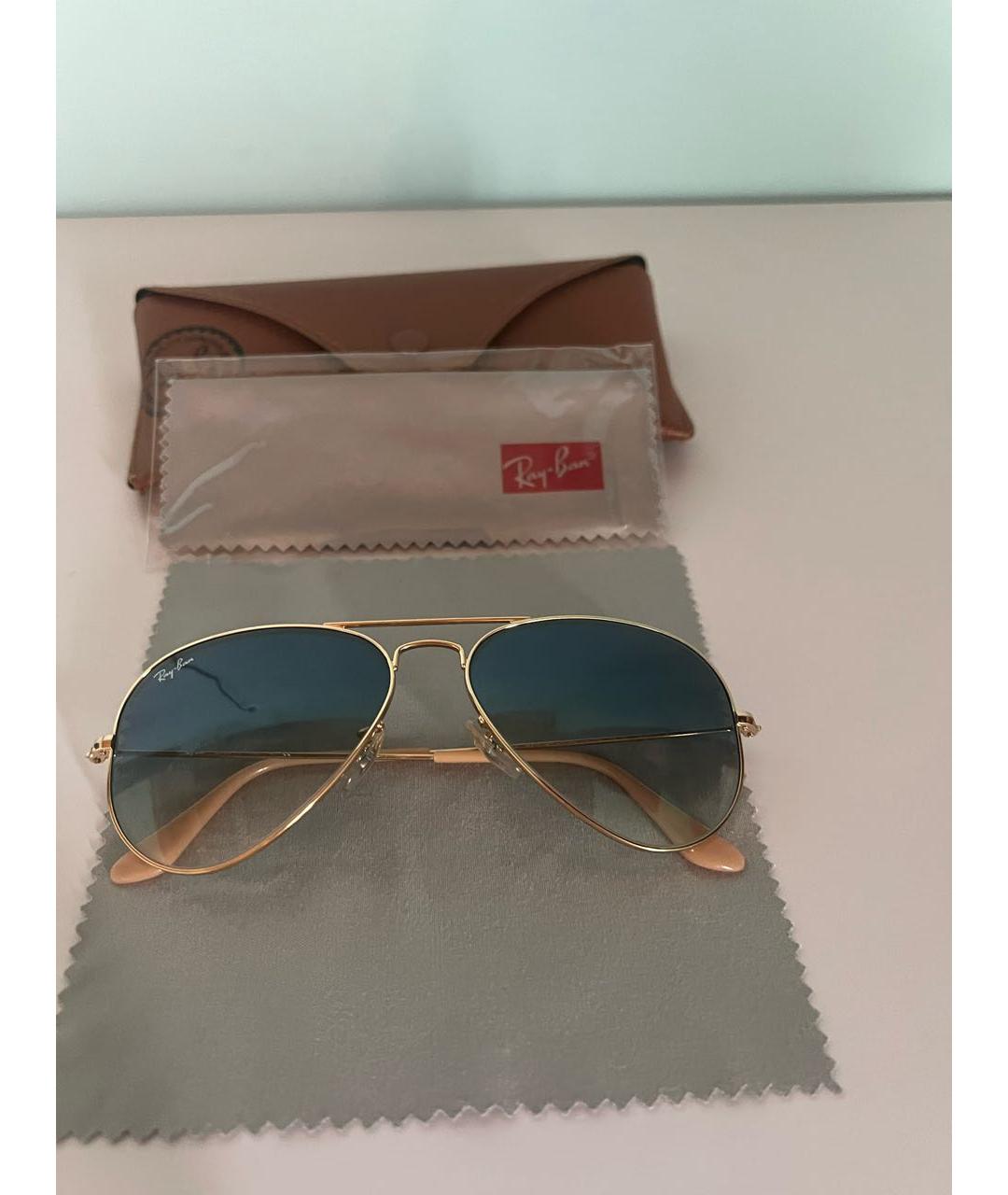 RAY BAN Голубые металлические солнцезащитные очки, фото 4