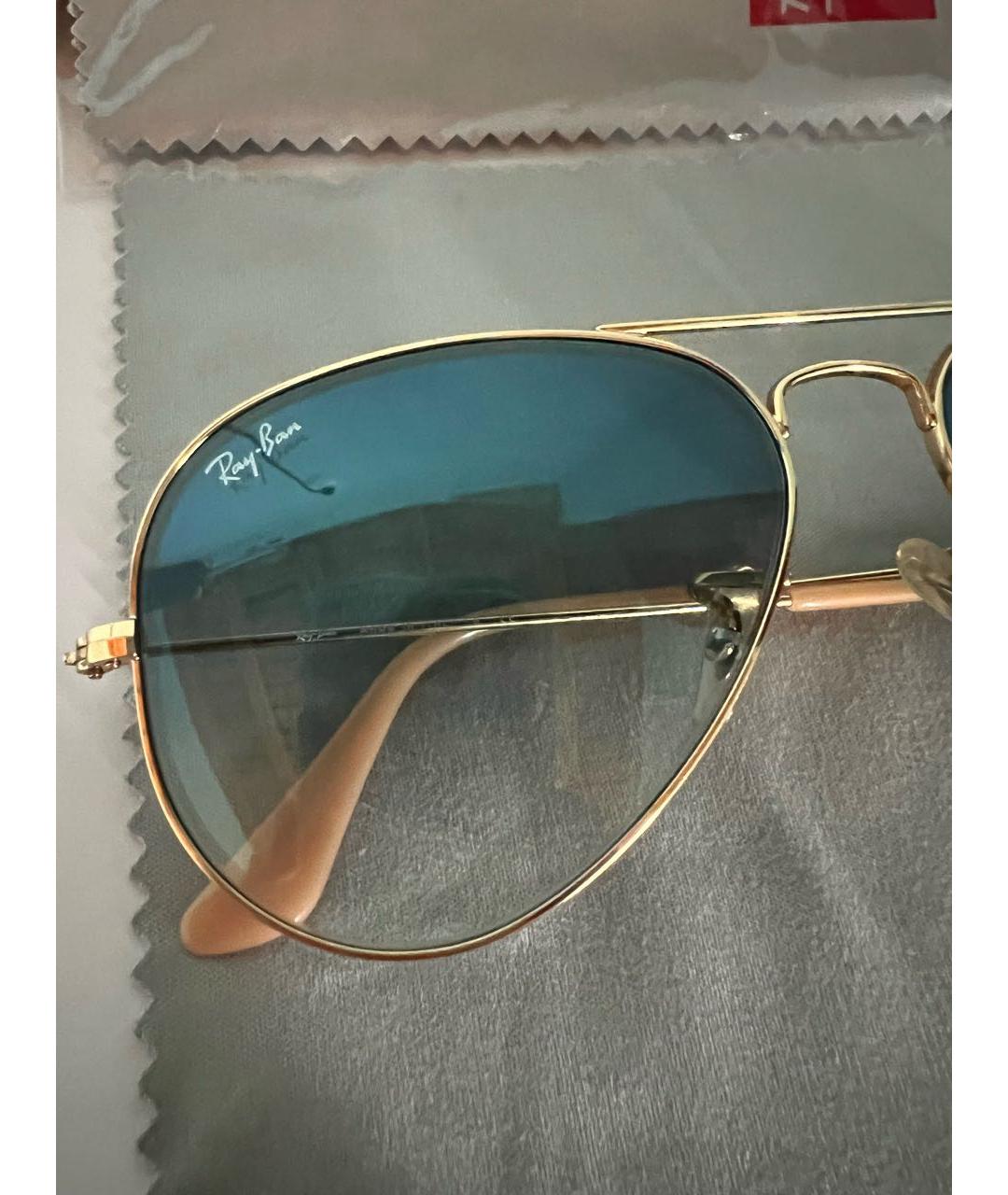 RAY BAN Голубые металлические солнцезащитные очки, фото 5